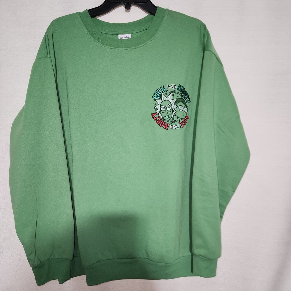 Rick and Morty green sweatshirt men's XL-embroidered - Picture 2 of 6